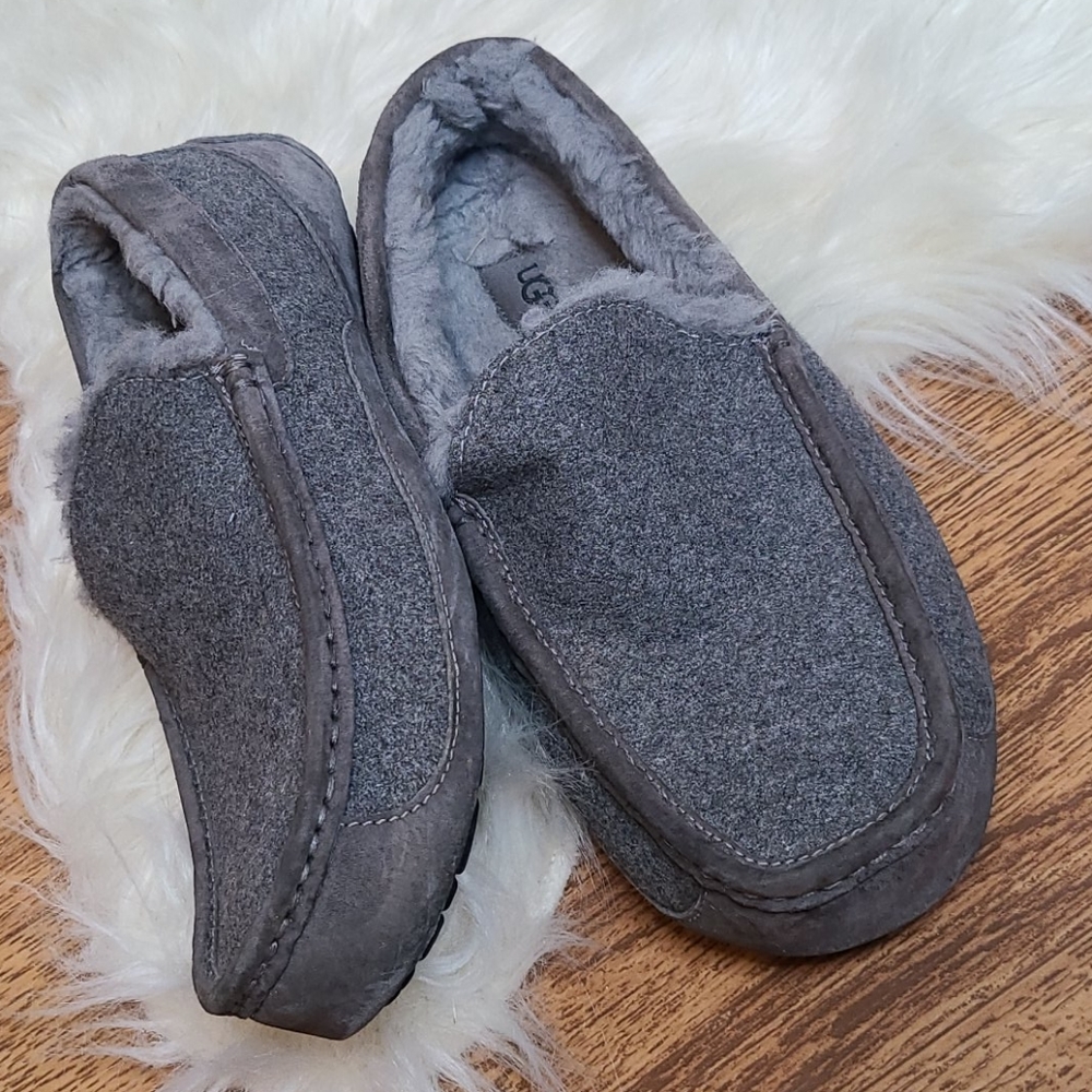 UGG Ascot slippers gray felt & suede leather sz 12 - Picture 9 of 13